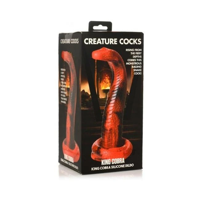 Creature Cocks King Cobra Red/blk - Creature Cocks King Cobra Silicone Dildo from XR Brands