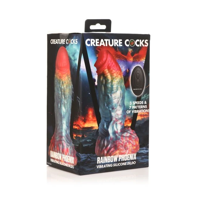 Creature Cocks Rainbow Phoenix Vibrating Silicone Dildo - Vibration Modes