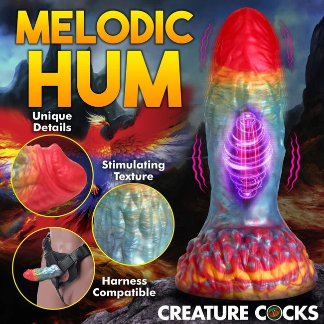 Creature Cocks Rainbow Phoenix Vibrating Silicone Dildo - Measurements