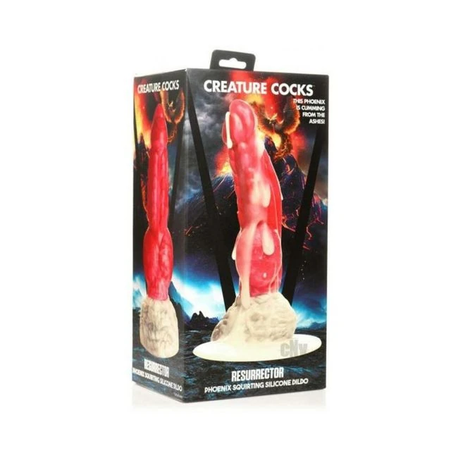 Creature Cocks Resurrector Phoenix Squirting Silicone Dildo - Red/white - Shape & Texture