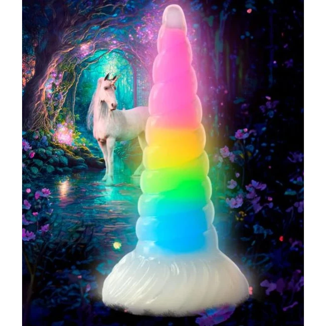 Creature Cocks Uni-glow Glow in the Dark Rainbow Dildo - Shape & Texture