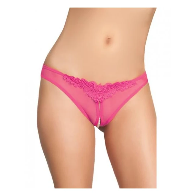 Crotchless Thong With Pearls - Fabric & Feel