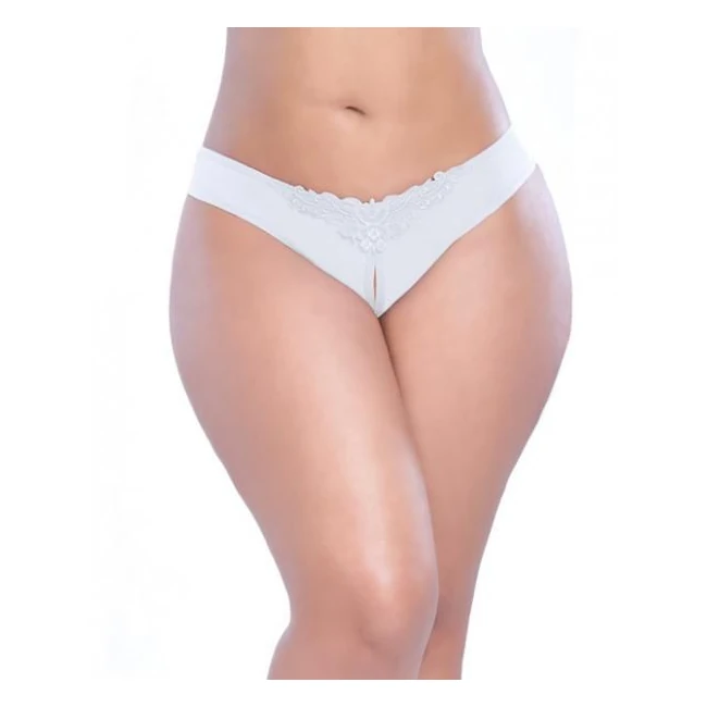 Crotchless Thong with Pearls White 1x/2x - Fit & Sizing