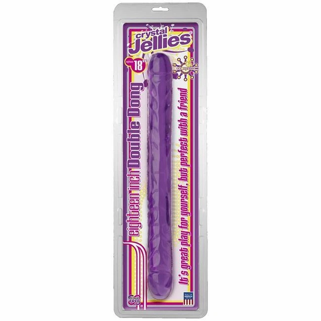 Crystal Jellies Double Dong 18in Purple - Shape & Texture