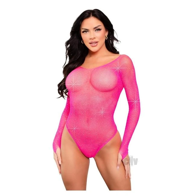 Crystal Long Sle Thong Suit Snap Grn - Fabric & Feel