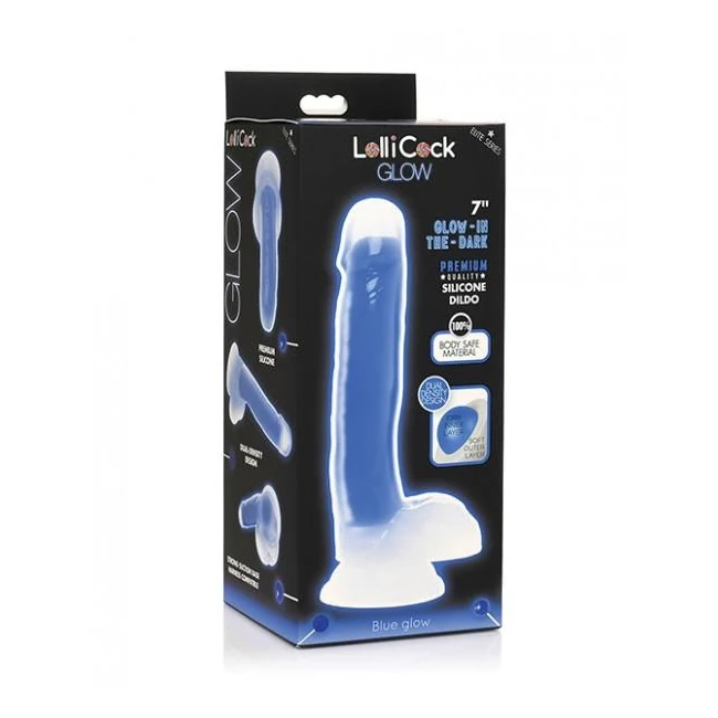 Curve Toys Lollicock 7" Glow in the Dark Silicone Dildo W/balls - - Shape & Texture