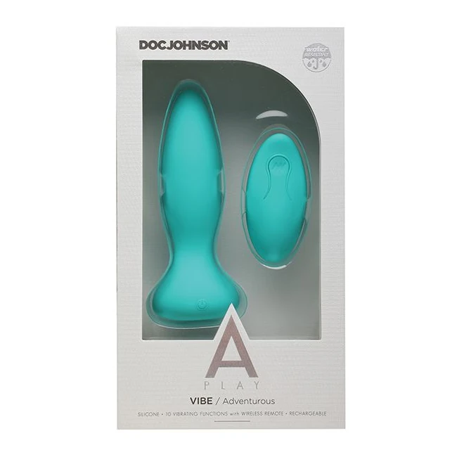 A-Play Vibe Adventurous an Plug Rechargeable W/ Remote Teal - A Remote-Controlled Vibrating Butt Plug in Teal