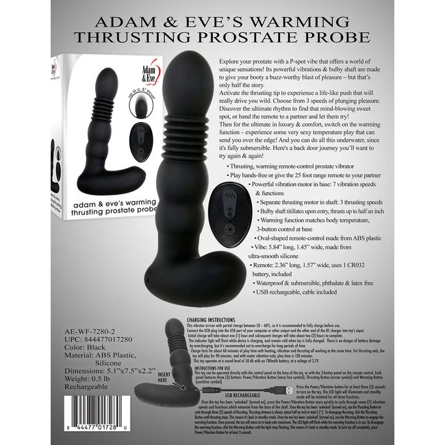 Adam & Eve Adams Warming & Rotating Prostate Thruster - Vibration Modes and Rotation Features