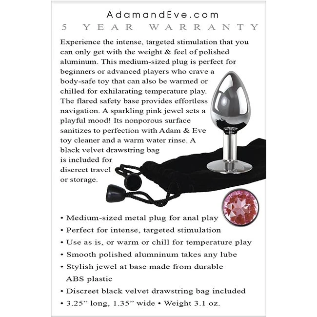 Adam & Eve Pink Gem Anal P Medium - Design and Materials
