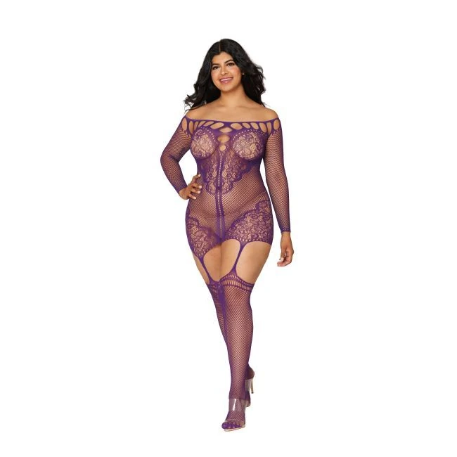 Scalloped Lace Garter Dres Aubergine Q/s - Fabric & Feel