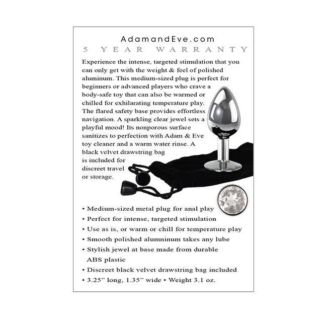 Adam & Eve Clear Gem Anal - Design & Materials