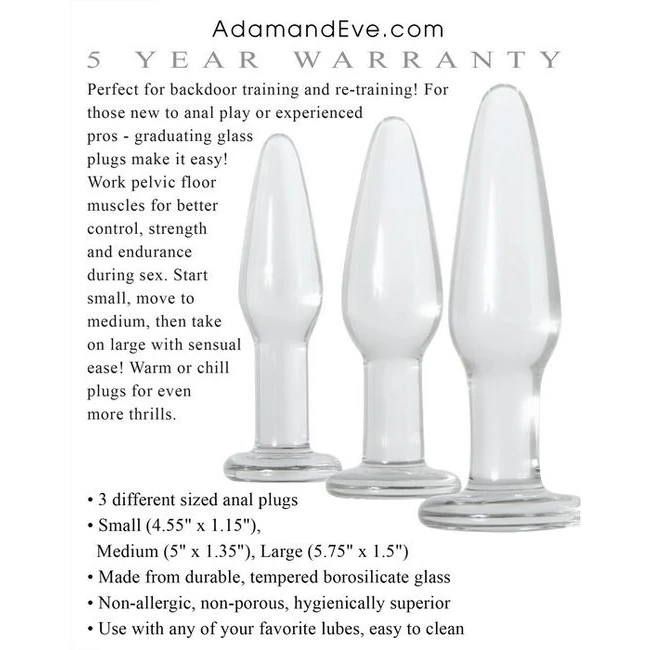 Adam & Eve Glass Anal Train Trio - Additional Features