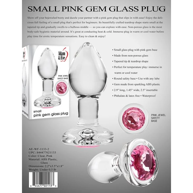 Adam & Eve Pink Gem Glass P Small - Physical Feel & Sensation