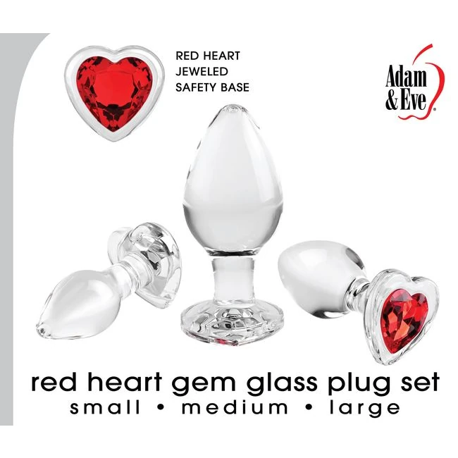 Adam & Eve Red Heart Gem Gl Plug Set - Material & Safety