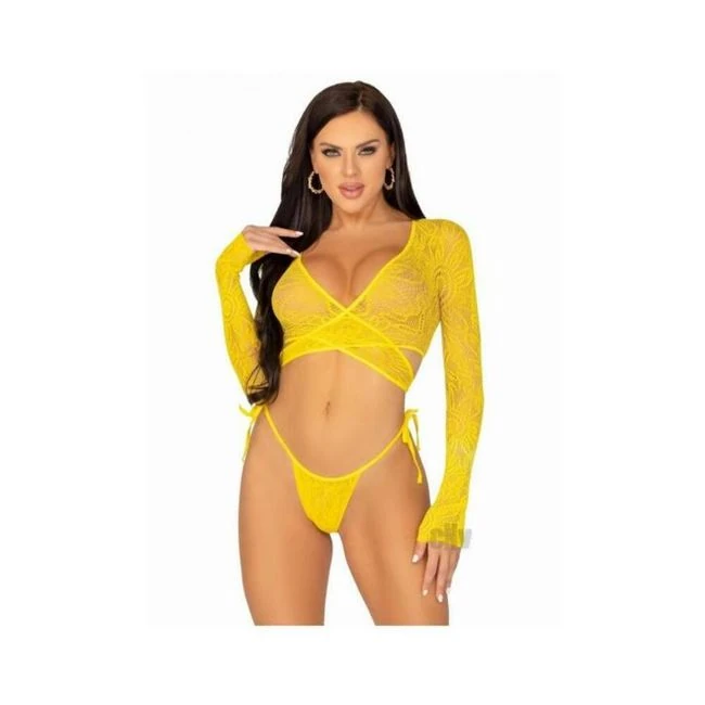 Daisy Lace Wrap Top Tie Panty Rasp - Fabric & Feel