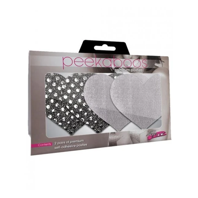 Dark Angel Hearts Pasties Silver - Fabric & Feel