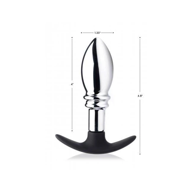Dark Stopper Metal and Silicone Anal Plug Silver - Shape & Comfort