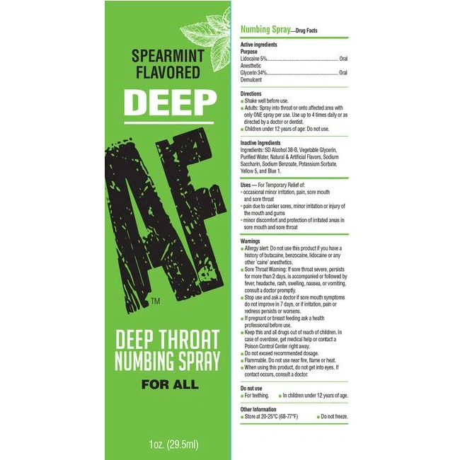 Deep Af Deep Throat Spray - Mint and Cotton Candy Flavors in a One-Ounce Bottle