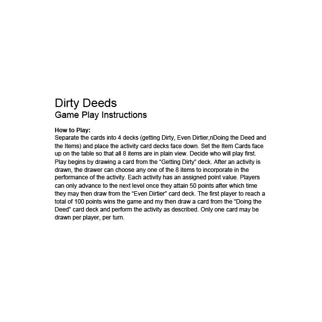Dirty Deeds Game - by Little Genie