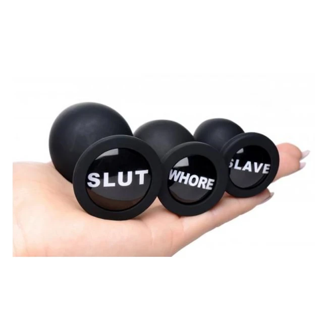 Dirty Words Anal Plug Set 3 Piece Black Plugs - Shape & Comfort