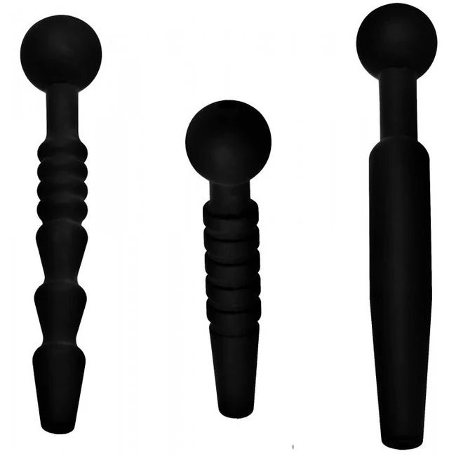 Master Series Dark Rods 3 Piece Penis Plug Set Silicone - Hardware & Fasteners