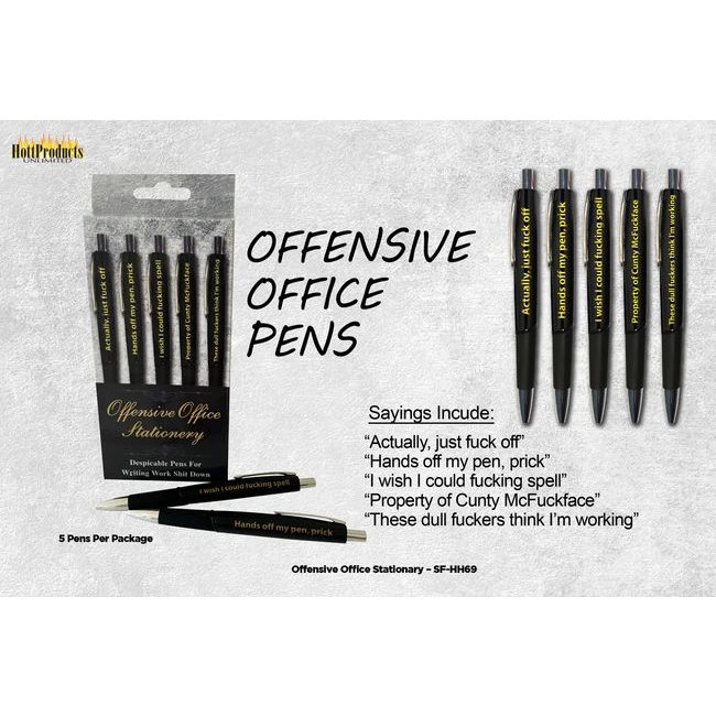 Offensive Office Pens Assor Sayings 5pk - Hardware & Fasteners