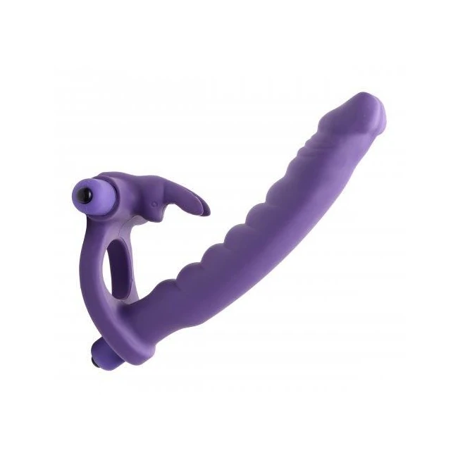 Double Delight Dual Penetration Vibrating Rabbit C Ring - Fabric & Feel