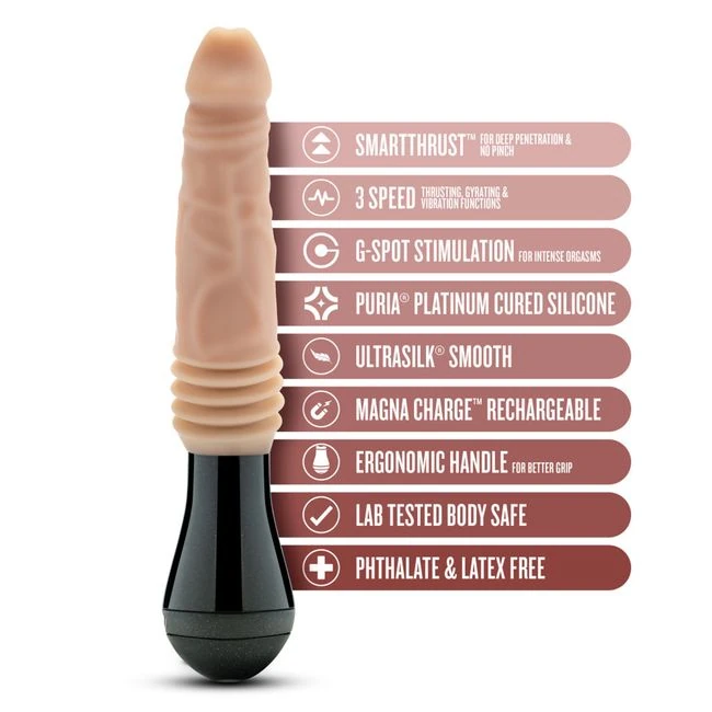 Dr. Skin Dr. Knight Thrusting Gyrating Vibrating Dildo Beige - Experience Intense, Realistic Pleasure