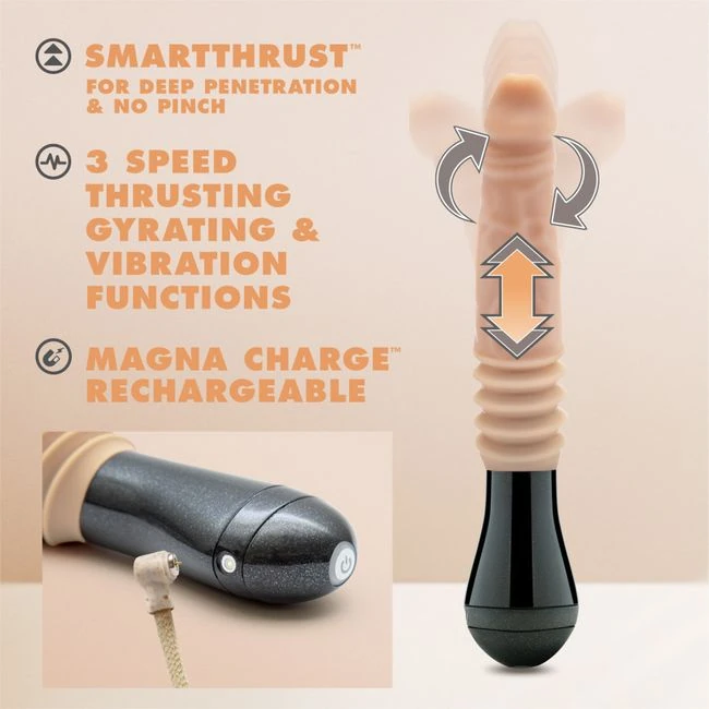 Dr. Skin Dr. Knight Thrusting Gyrating Vibrating Dildo Beige - How It Feels