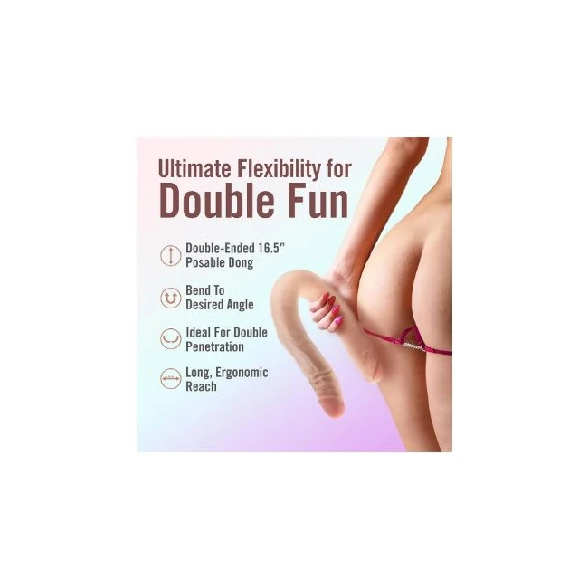 Dr Skin Plus - 16.5 Posable Double Dong - Beige " - Material Feel & Safety