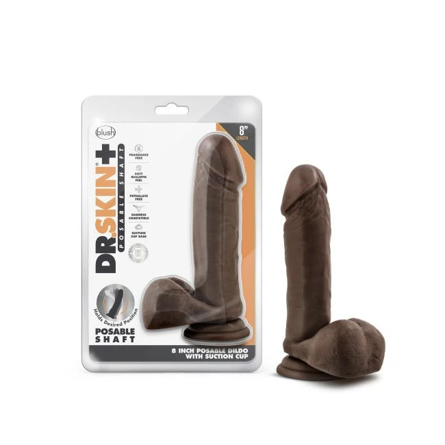 DR SKIN PLUS 8IN POSABLE DILDO W/ BALLS - Material & Feel
