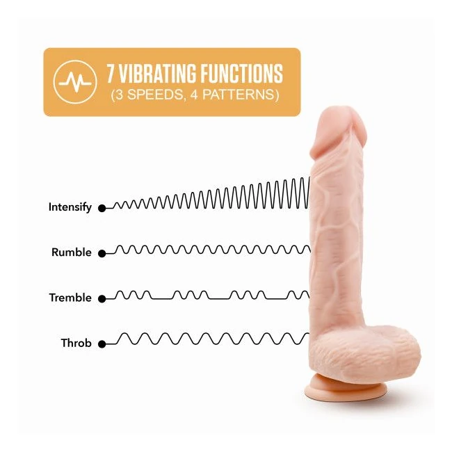 Dr Skin Silicone Dr Ethan 8.5 in Gyrating Dildo Beige - Vibration Modes and Gyration Functions