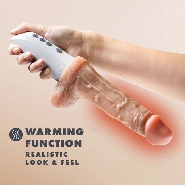 Dr Skin Silicone Dr Hammer 7in Thrusting Dildo W/ Handle Beige - Vibration Modes and Thrusting Features
