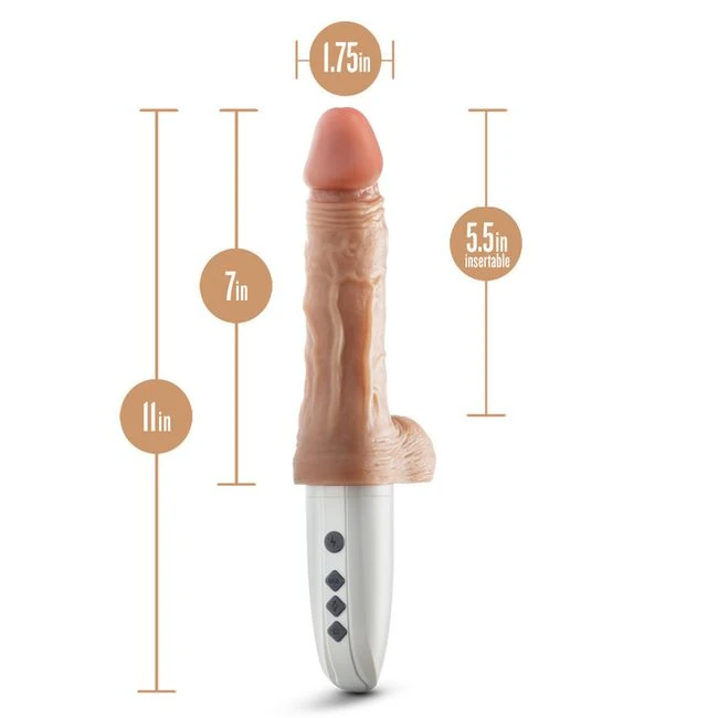 Dr Skin Silicone Dr Hammer 7in Thrusting Dildo W/ Handle Beige - Power & Performance