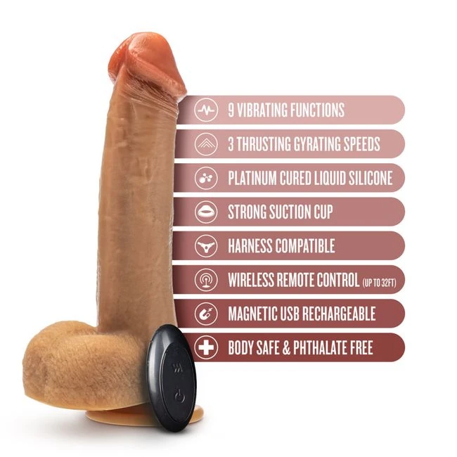 Dr Skin Silicone Dr Phillips 8.5in Thrusting Dildo Tan - Experience Unmatched Pleasure with Dr. Skin Silicone Dr. Phillips