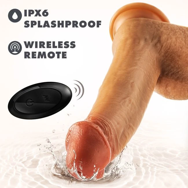 Dr Skin Silicone Dr Phillips 8.5in Thrusting Dildo Tan - Vibration Modes and Thrusting Power