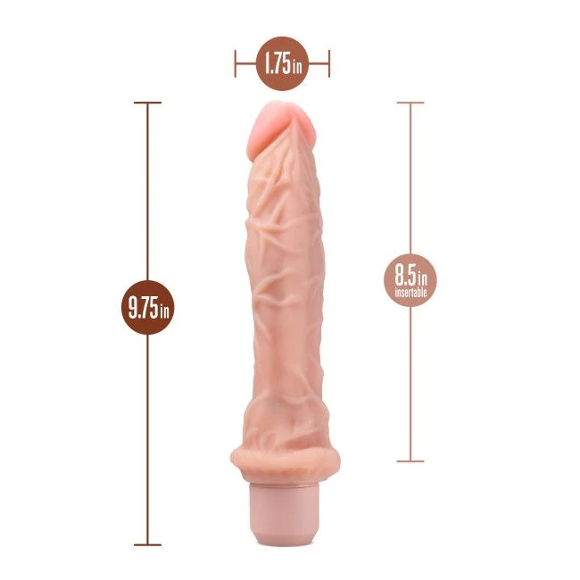 Dr. Skin Silicone Dr. Richard 9in Vibrating Dildo Beige - Power & Waterproof Features