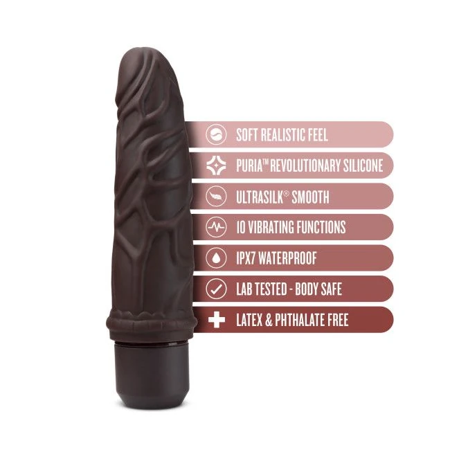 Dr. Skin Silicone Dr. Robert 7 in Vibrating Dildo Brown - Product Overview