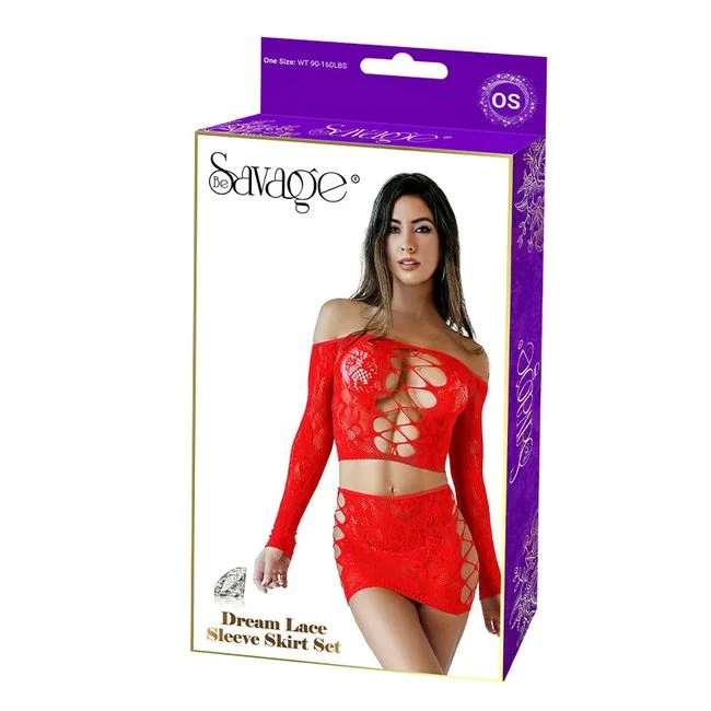 Dream Lace Sleeve Skirt Set - Internal Texture