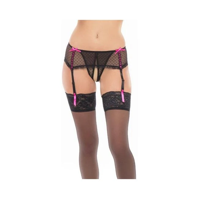 Dream of Me Crotchless Garter Thong - Fabric & Feel