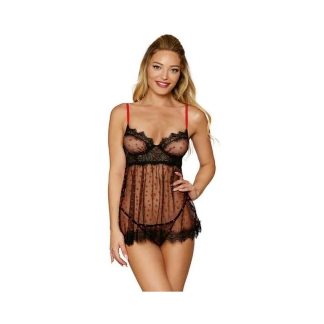 Dreamgirl Babydoll With Panty Red/black - Specifications
