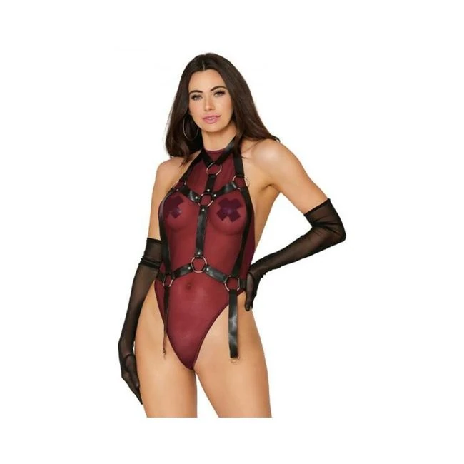 Dreamgirl High-neck Mesh Teddy & Garter Body Harness Burgundy Black - What Is the Dreamgirl High-neck Mesh Teddy & Garter Body Harness Burgundy Black?
