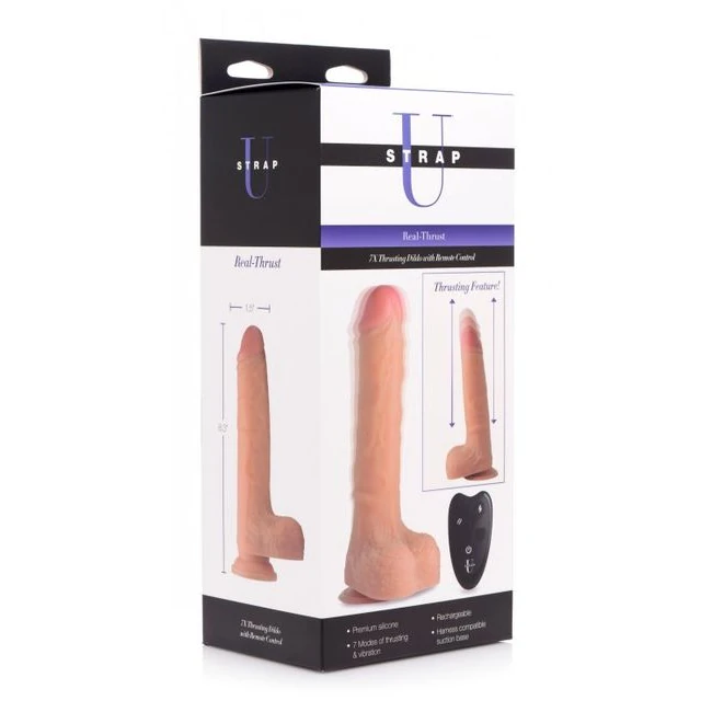 Strap U Real Thrust Thrusti & Vibrating Silicone Dildo W/ Remote Control - Specifications