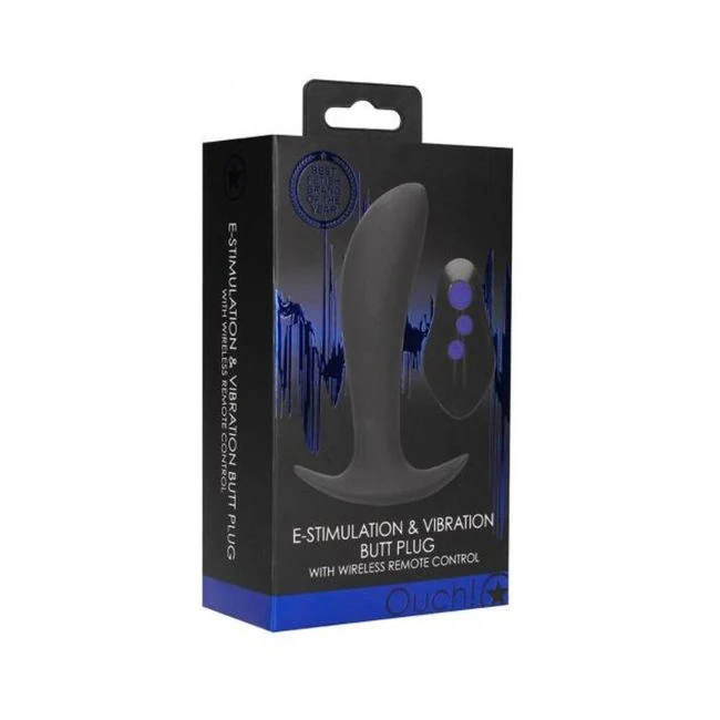 E-stim & Vibrating Butt Plug with Wireless Remote Black - Shape & Comfort