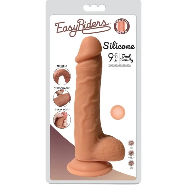 Easy Riders Dual Density Silicone Dong W/ Balls - Material Feel
