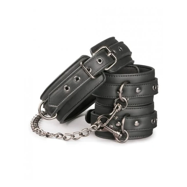 Easy Toys Collar & Wrist Restraint Set Black - Hardware & Fasteners