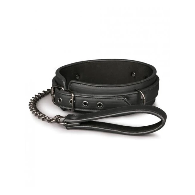 Easy Toys Fetish Collar & Lead Set Black - Hardware & Fasteners