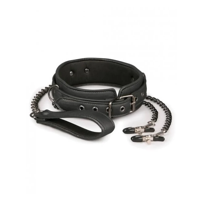 Easy Toys Lead & Nipple Clamps, Collar Restraint Set Black - Build & Quality