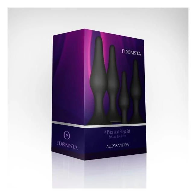 Edonista Alessandra 4pc Anal Plug Set Black - Shape & Comfort