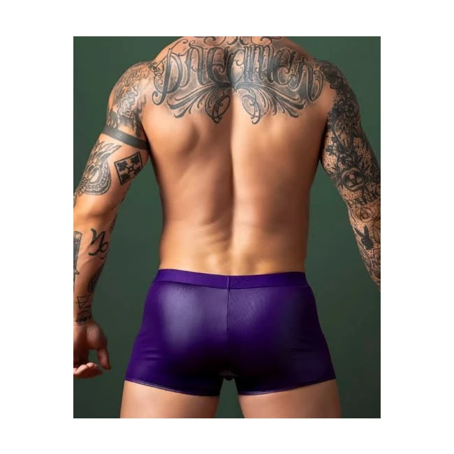 Eggplant Crossover Sht - How the Crossover Straps Frame the Pouch